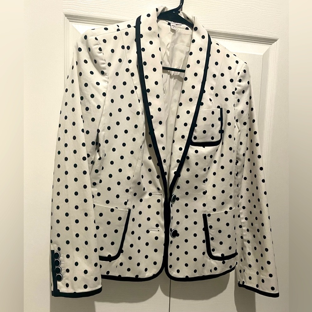 Express Blazer black white polka dot S 4